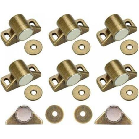 Loqueteau Magnétique pour Meuble de Cuisine – Lot de 8 Pièces en Alliage de Zinc Bronze avec Vis (24 pcs) – Fixation Discrète et Solide (1/5)