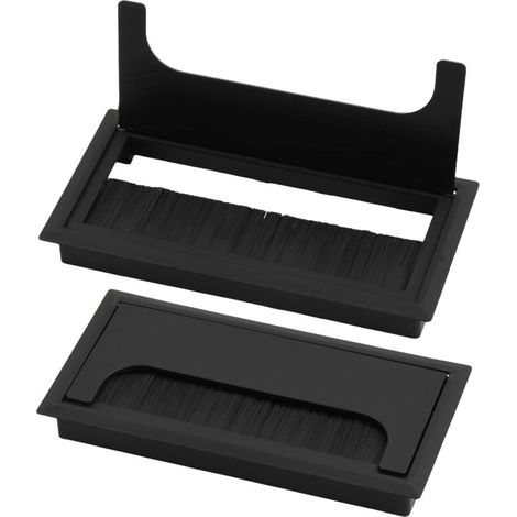 Kabelmanagementsystem für den Schreibtisch mit Klappdeckel, reduziert Staub, verhindert Ausfransen, rechteckige Kabeldurchführung (schwarz, 160 x 80 mm) (1/4)