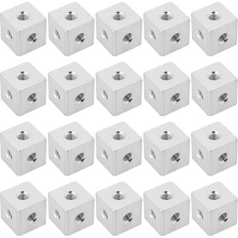 Lot de 20 Connecteurs Cubiques M3 en Aluminium Bloc de Fixation Carré Hexagonal pour Feuille Acrylique Fixe Matériel d'éclairage 10 X 10 X 10 Mm (1/5)