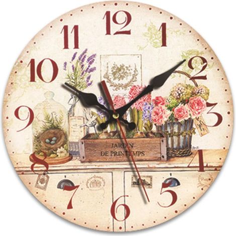 Reloj de pared redondo de madera, silencioso, de estilo retro, de 30 cm (12 pulgadas), ideal para decorar la sala de estar o el dormitorio. Color (batería no incluida).