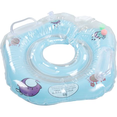 Bouée de bain bébé réglable et sécurisée, dauphin gonflable bleu pour nouveau-nés et nourrissons (1/5)