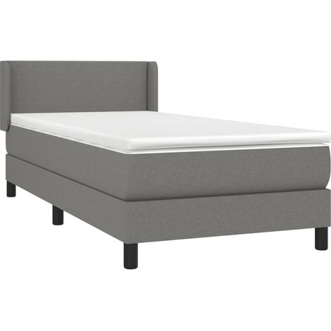 vidaXL Sommier à lattes de lit avec matelas Gris foncé 90x200 cm Tissu (1/5)