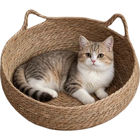Panier en rotin pour Chat Nid à griffer en rotin Respirant - MMCD-ZGL-04924 (1/5)