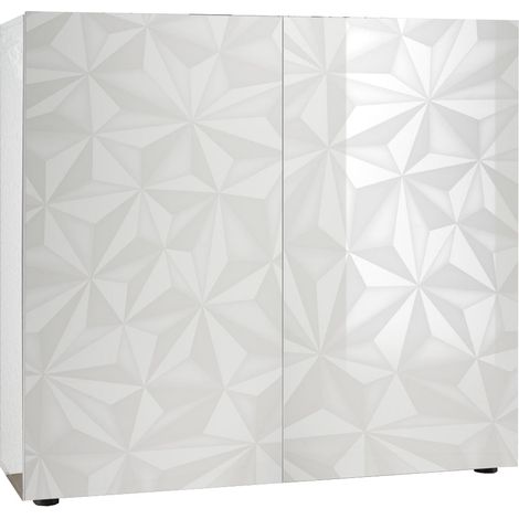 Credenza 2 Ante 120x42x110 cm in Legno TFT Praga Bianco Lucido (1/5)