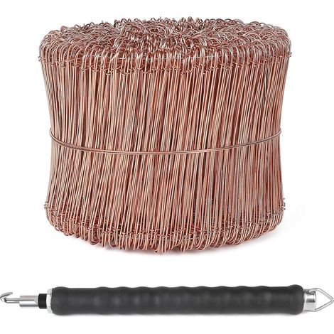 Ligature Fer a Beton Cuivré (1000pcs) avec Torsadeuse, Ligatures à Boucle 100mm et Ligatureuse 30cm, Torsadeuse fil de fer pour Lier les Armatures, Construction de Clôtures et Fleuristerie (1/5)