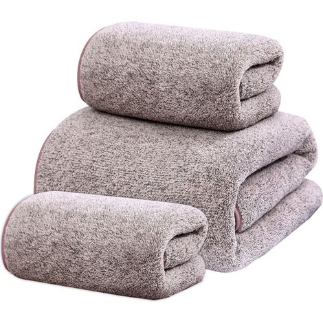 Ensemble de serviettes de qualité supérieure 3 pièces (1 serviette de bain, 2 gants de toilette), serviettes de douche très absorbantes, violettes
