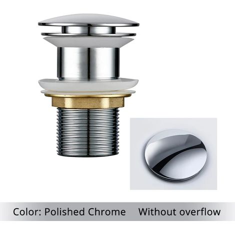 (Polished Chrome-2) Bathroom Bath Pop Up Drain Stopper Rose Gold Polished Anti-Corrosion Durable With OverFlow Hole Basin Sewer Plug (1/4)