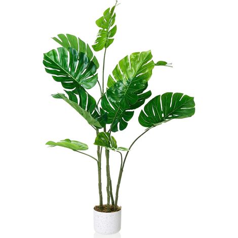 Plante artificielle PEVA Monstera Deliciosa - 120 cm - Décoration de grandes feuilles, texture réaliste, sans entretien, plante d'intérieur tropicale (1/5)