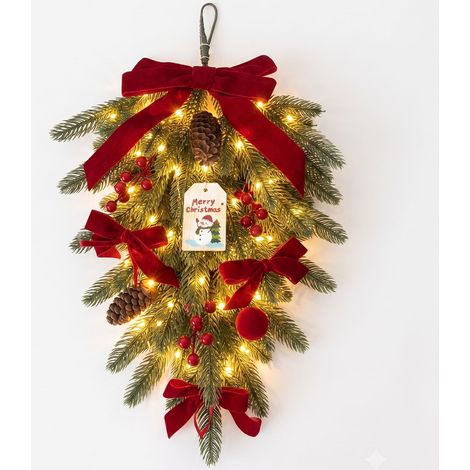 Les sapins de Noël suspendus avec des couronnes de vigne peuvent être utilisés comme décorations murales, ornements en forme de larme, décorations de vitrine, décorations de porte et décors de fêtes ( (1/4)