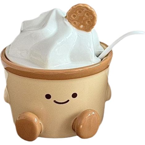 Pot à sel Ustensiles de Cuisine en Céramique avec Couvercle et Cuillère et Boîte à Sel pour Gâteau pour Cuisine, Maison, Salle de Bain, Plan de Travail, (1/5)