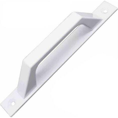 Poignée droite en aluminium blanc pour portes coulissantes ou battantes – 198 x 25 x 40 mm, design ergonomique et moderne (1/5)
