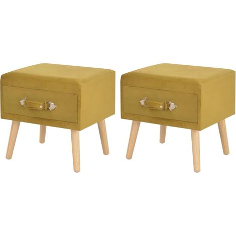 Mesilla de noche cómoda mueble de dormitorio 2 piezas 40x35x40 cm terciopelo mostaza 1402048