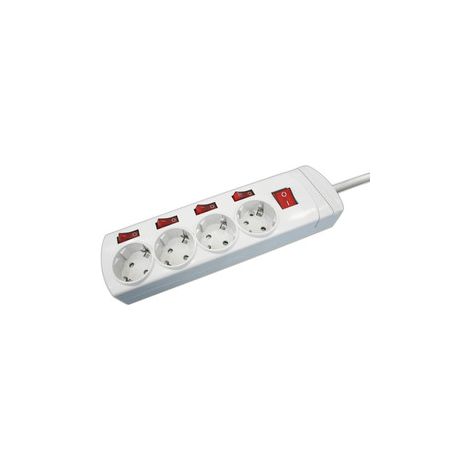 Base Múltiple 4 Tomas Schuko Con 4 Interruptores Y Cable 1,5m Blanco 36.188 (1/3)