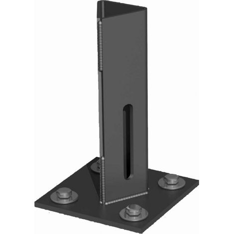 Centrale Brico – Platine piquet acier galvanisé plastifié à visser gris – Hauteur 15.5 cm – Largeur 10 cm – Pour pose sur muret