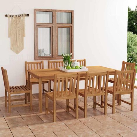 Ensemble Table + 8 chaises de jardin - Table à manger avec Chaises Bois de teck solide BV858981 - BonneVie (1/5)