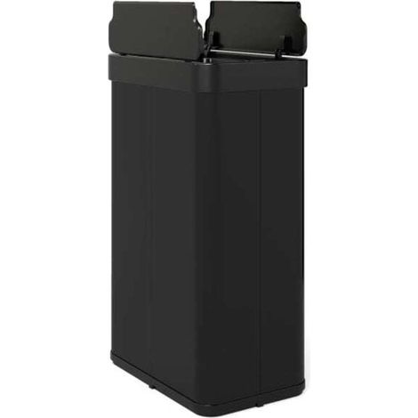 60L Trash Can with Butterfly Lids, Automatic Infrared Motion Sensor Trash Can, Slim Touchless Trash Can, Black (1/5)