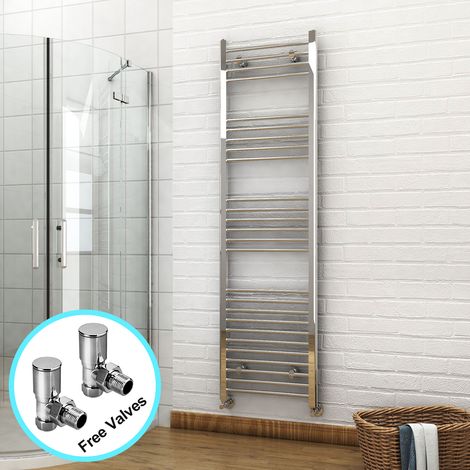 ELEGANT 1800 x 500mm Chrome Heated Towel Rail Designer Bathroom Radiator + Angled Radiator Valves (1/5)