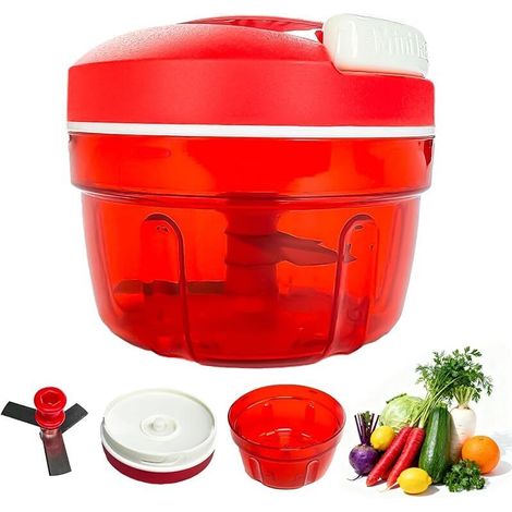 Hachoir Manuel, Coupe Oignon Avec Cordon De Traction Coupe Legumes Multifonctions Manuel Domestique Traction Hachoir À Viande À Lame En Acier Inoxydable 300 ml Fournitures De Cuisine (1/5)