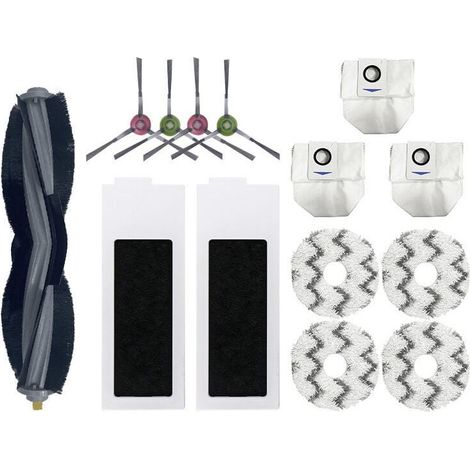 Accessoires pour Ecovacs Deebot X1 Omni / X1 e Omni / X1 Turbo Aspirateur, 1 Brosse principale, 4 Brosses Latérales, 4 Serpillière, 2 Filtres, 3 Sac (1/4)