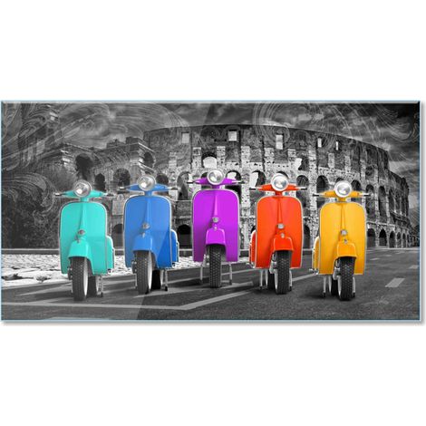 Lupia - Quadro Moderno Stampa su Vetro Temperato GLASS COLOSSEO CON VESPE Alta Definizione e Lucentezza di Colori Design Elegante per Soggiorno, Camera, Ufficio Facile da Appendere, 73x139 cm (1/4)