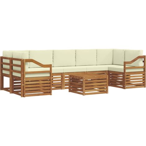 Outdoor-Sofagarnitur 8 Stk. Natur und Creme Massivholz Akazie vidaXL (1/5)