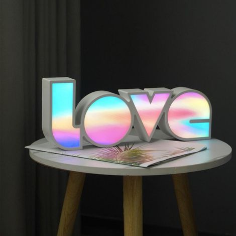 Lampe De Table - Lettre Love - Luminaire Décoratif Pour Chambre Ou Salon - Alimentation Usb Ou Piles Aa - 37 5 X 14 X 5 Cm - 1 Pièce (1/5)