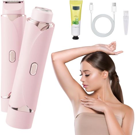 Rasoir Électrique 2 en 1 pour Femme, Rasoir Électrique À Double Tête pour Femme Rechargeable, Wet (1/5)