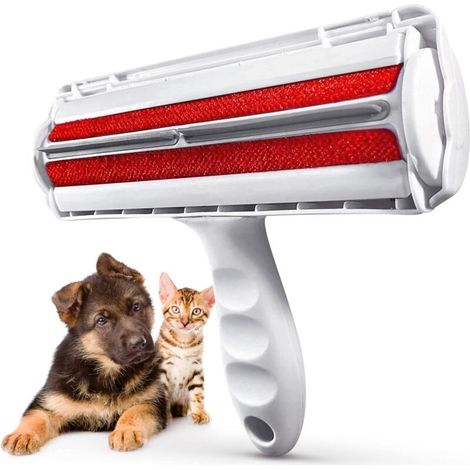 Tierhaarbürste, rot, 2019cm, 1 Stück, entfernt lose Haare, Rollkamm für Katzenhaare, Ein-Knopf-Haarentfernungswerkzeug. (1/5)