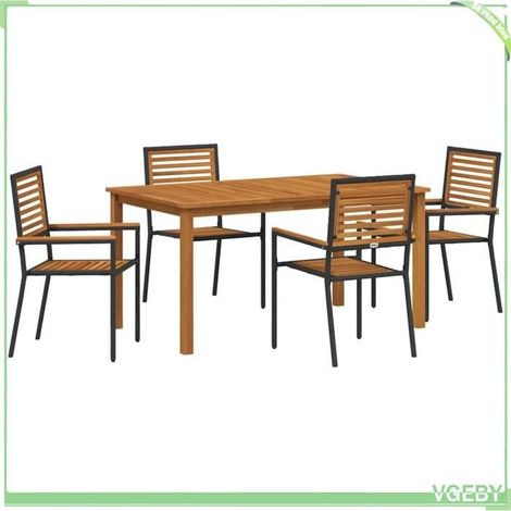 Ensemble de salle à manger pour jardin - FAFEICY - 3365517 - Noir - Bois d'acacia massif - 4 personnes (1/5)
