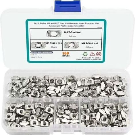 160pcs euro standard t - nut profil en aluminium, m3 M4 M5 spécial t - nut combiné en boîte,de DEBUNS (1/5)