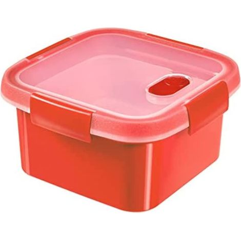 Boîte de rangement, cuisson à la vapeur au micro-ondes, carrée, 1,1 L, plastique, 1 litre (1/4)