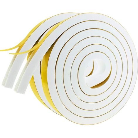 White Foam Adhesive Tape, 25mm(W)x10mm(H) Self Adhesive Foam Rubber for Door, Window, Weatherproof, Anti-Collision, Sound Insulation, (1m long x 2 rolls) (1/5)