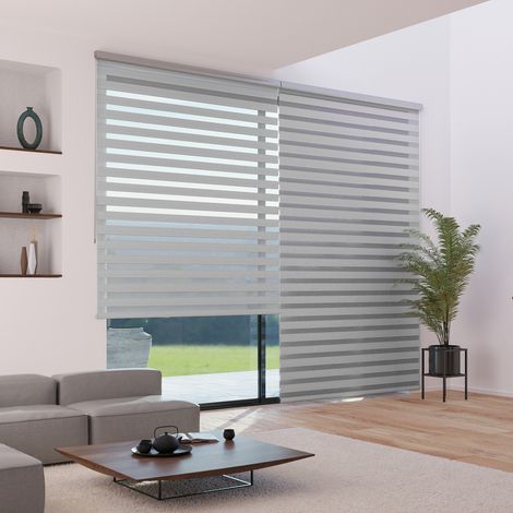 Store enrouleur jour nuit texturé lurex avec coffre - gamme Must - Gris - L63 x H250cm (1/5)