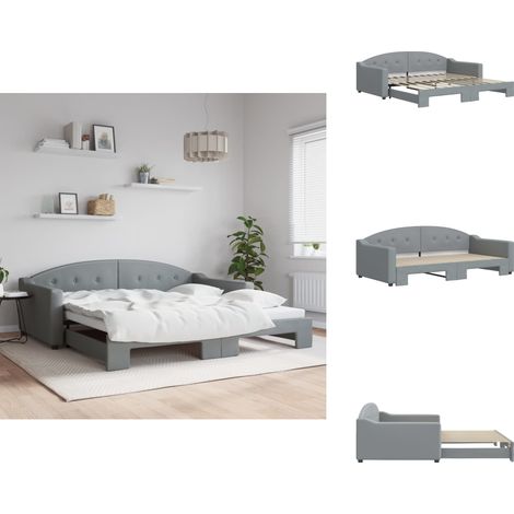 Lit de jour avec gigogne sans matelas gris clair 100x200 cm - Lit De Jour Avec Lit Gigogne - Lits De Jour Avec Lits Gigognes - Canapé-lit - Lit D'appoint (1/5)