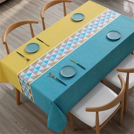 (F) Rechteckige Tischdecke – PVC – 140 x 220 cm – wasserdicht – hitzebeständig – kariert