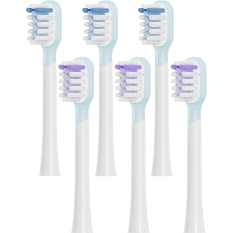 Toothbrush Heads Compatible with Laifen, 6 Pack Replacement Toothbrush Heads for Adults, Compatible with Electric Toothbrush (3 Blue 3 Purple, Soft Bristles) (1/5)