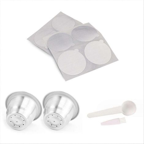 Capsules d'espresso réutilisables, dosettes d'espresso rechargeables en acier inoxydable (1/5)