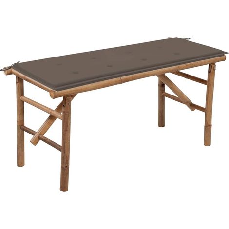 Banc de jardin pliable avec coussin 118 cm Bambou