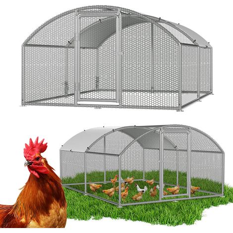 TolleTour Pollaio 3×4×2 m con tetto ad arco – Voliera esterna, recinto per piccoli animali, gabbia per polli in acciaio zincato