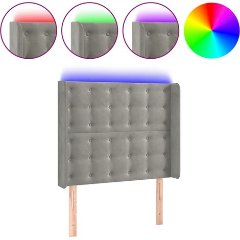 Testiera Testata del letto a LED Grigio Chiaro 83x16x118/128 cm in Velluto (1/5)