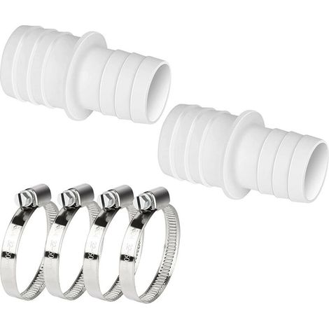 Tech Lot de 2 raccords de tuyau de 32 mm à 38 mm de diamètre avec colliers de serrage – Adaptateur de tuyau de piscine – Lot de 2 douilles doubles (1/5)