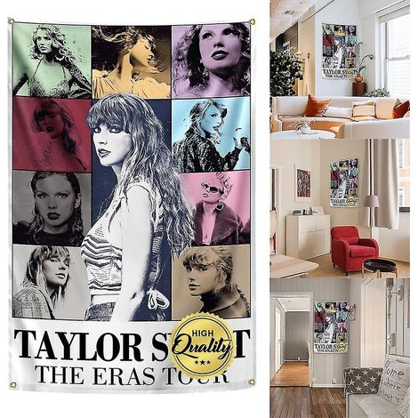Tapis mural Eras Tour Taylor Swift, décoration murale pour concert, fond de scène, cadeau fan de musique, décoration maison Swiftie, tissu tendance (1/5)