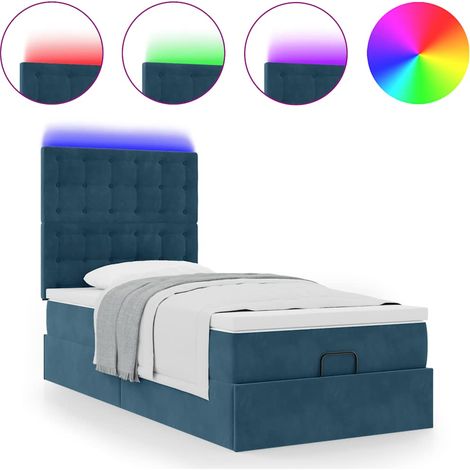 Maison Exclusive - Cadre de lit ottoman avec matelas bleu foncé 80x200 cm velours (1/5)