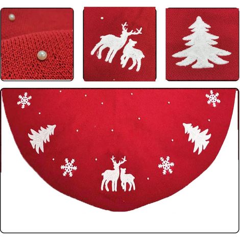 Tapis de sapin de Noël tricoté en 3D de 122 cm, collerette de sapin en grosse maille pour une décoration de Noël rustique et champêtre (1/3)