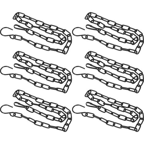 6 Chaînes de Suspension en Fer pour Pots de Fleurs - Lot de 6 avec Crochets pour Jardinières Suspendues