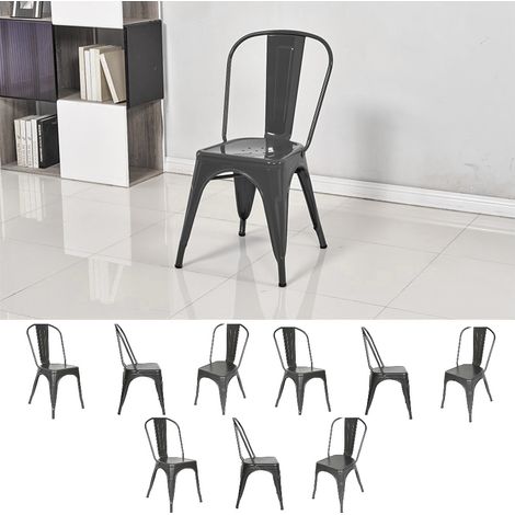 Hofuton 8PCS Chaises en métal de style Industriel pour cuisine bistrot gris (1/5)