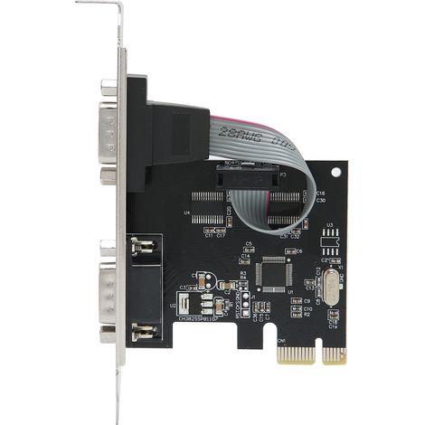 Carte adaptatrice PCI-E vers COM 2 ports pour systèmes de contrôle de bureau et industriels, adaptateur de carte série RS232 à 9 broches. (1/5)