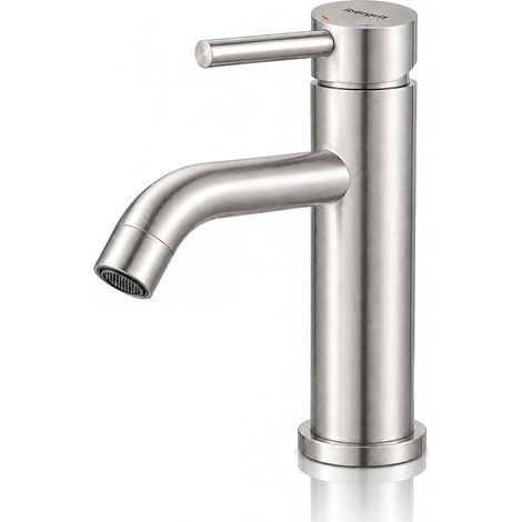 Robinet de salle de Bain compact M11003A inox gris brossé avec tuyau d'Alimentation 60 cm (1/5)