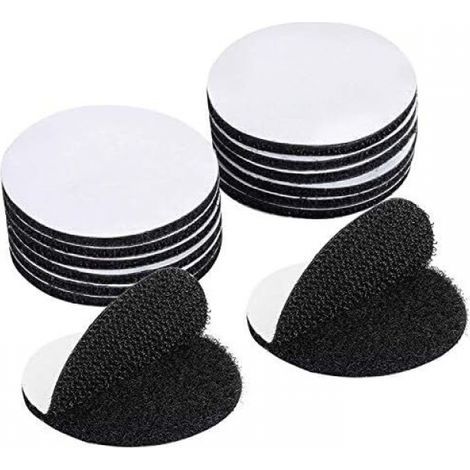 15 strisce adesive biadesive nere antigraffio, extra forti, rotonde (5 x 5 cm) (1/4)