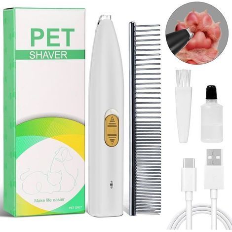 (Farbe: Weiß) Professionelle Hunde- und Katzenschermaschine, USB-wiederaufladbar, für Hunde und Katzen, Pfoten, Augen, Ohren (Weiß) (1/5)
